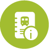 Icon mit einem Zughandbuch und eine Info Symbol